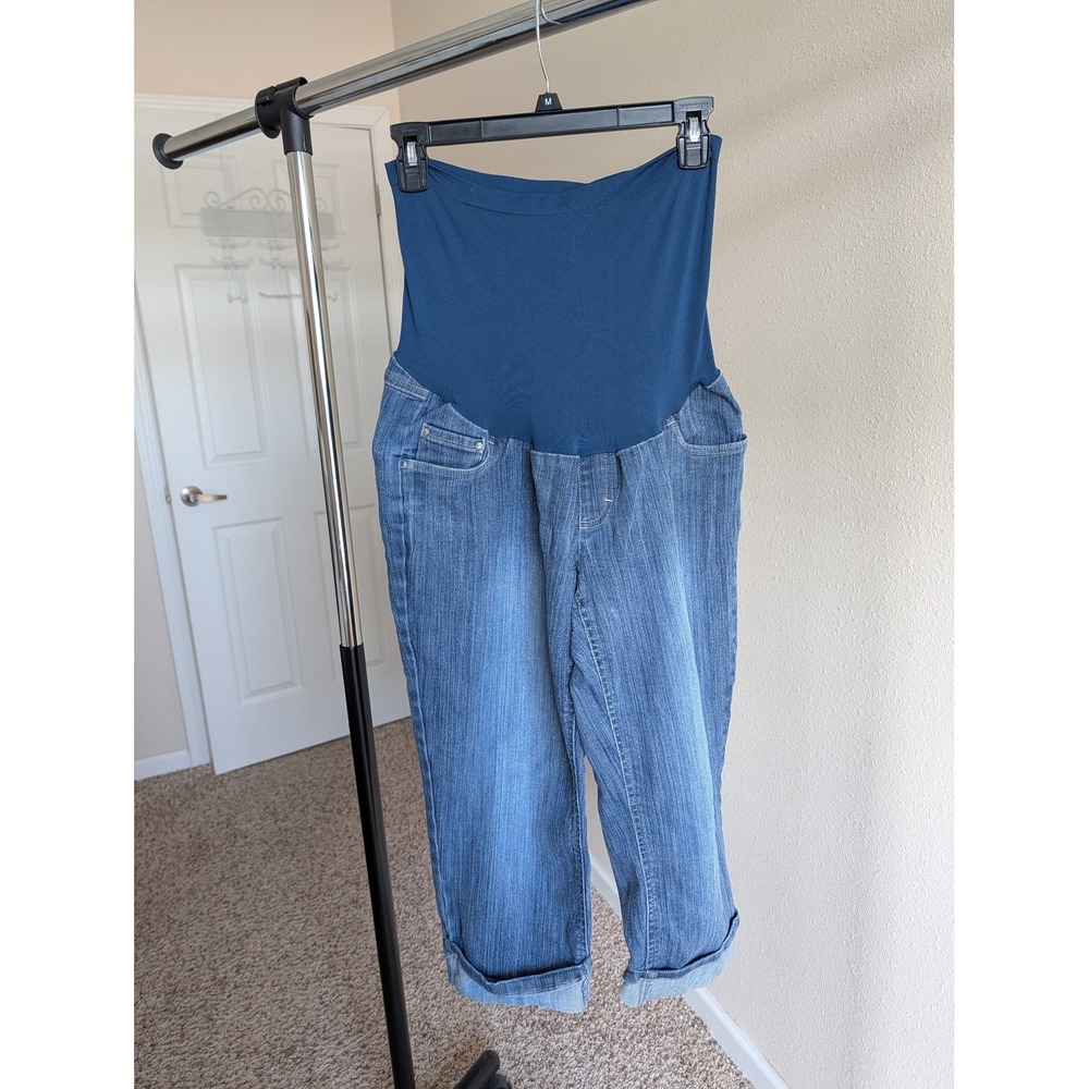 Oh Baby by Motherhood Womens Maternity Capri Jeans Medium Wash Blue Size L